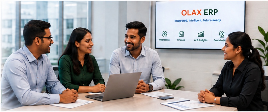 Business discussion about OLAX ERP solutions